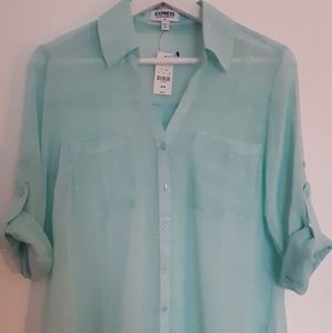 Express sheer button down shirt blouse